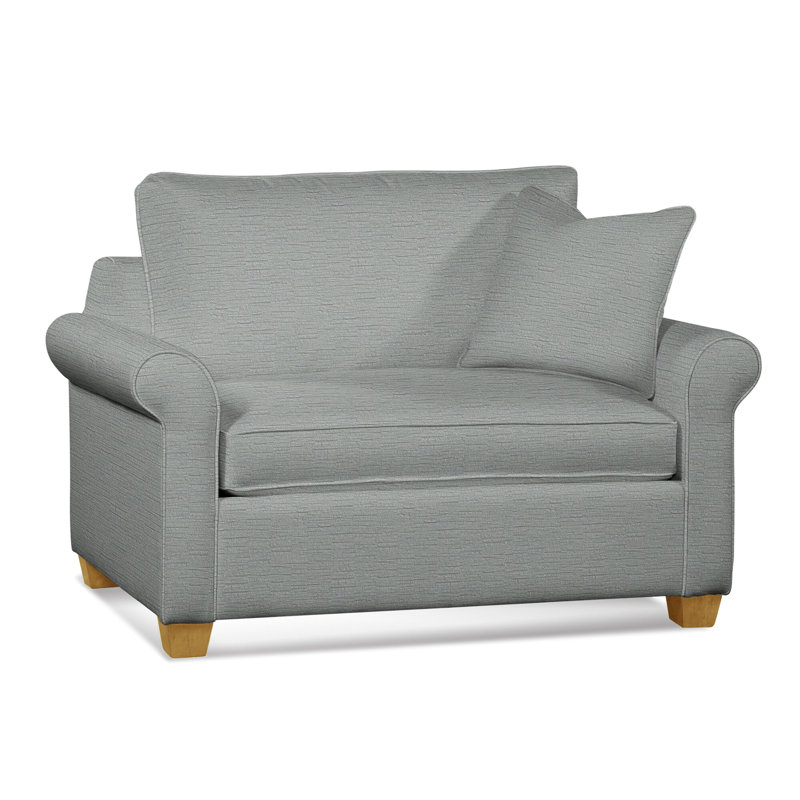 Park Lane Sleeper Sofa, Beige Performance Fabric; 0851-73, Innerspring Mattress, Honey Finish