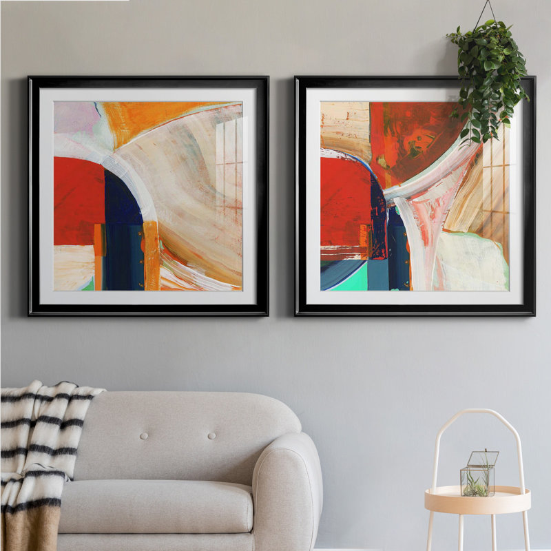 Blue Orange I Blue Orange I - ensemble de 2 cadres photo, H 26,5 po x l 53 po x P 1,5 po, Papier encadré noir, Blanc