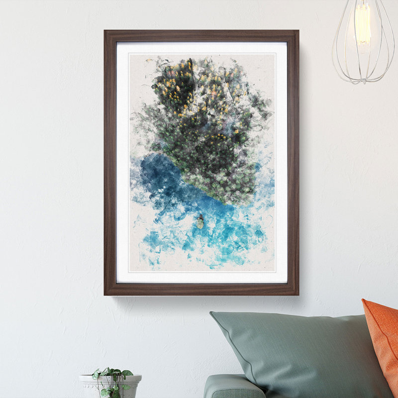 Forest by the Lake - Picture Frame Painting Print, 45cm H x 33cm W x 2cm D, Walnut Framed