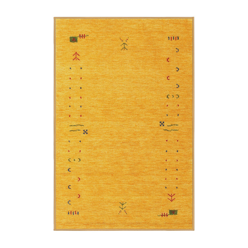 Tapis contemporain jaune, Rectangle 8 pi x 10 pi