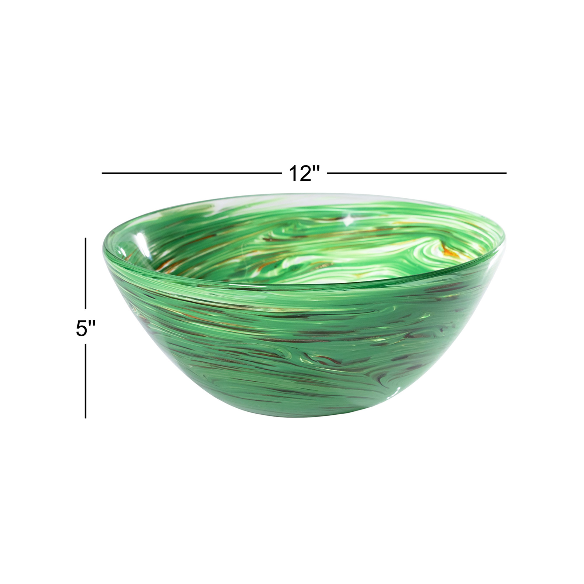 Delphine Glass Serving Bowl, 12", Multi-Green