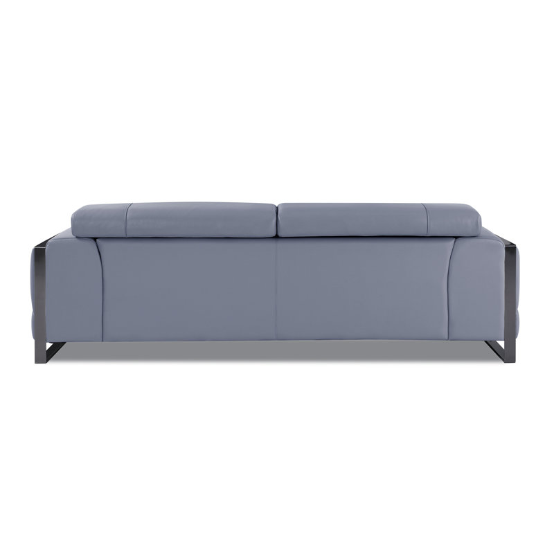 Canapé en cuir italien à grain supérieur, Cuir bleu clair