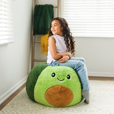 Big Joe Avocado Plushipals Super Soft Bean Bag Chair For Kids, Plush Snuggle Puff Fabric