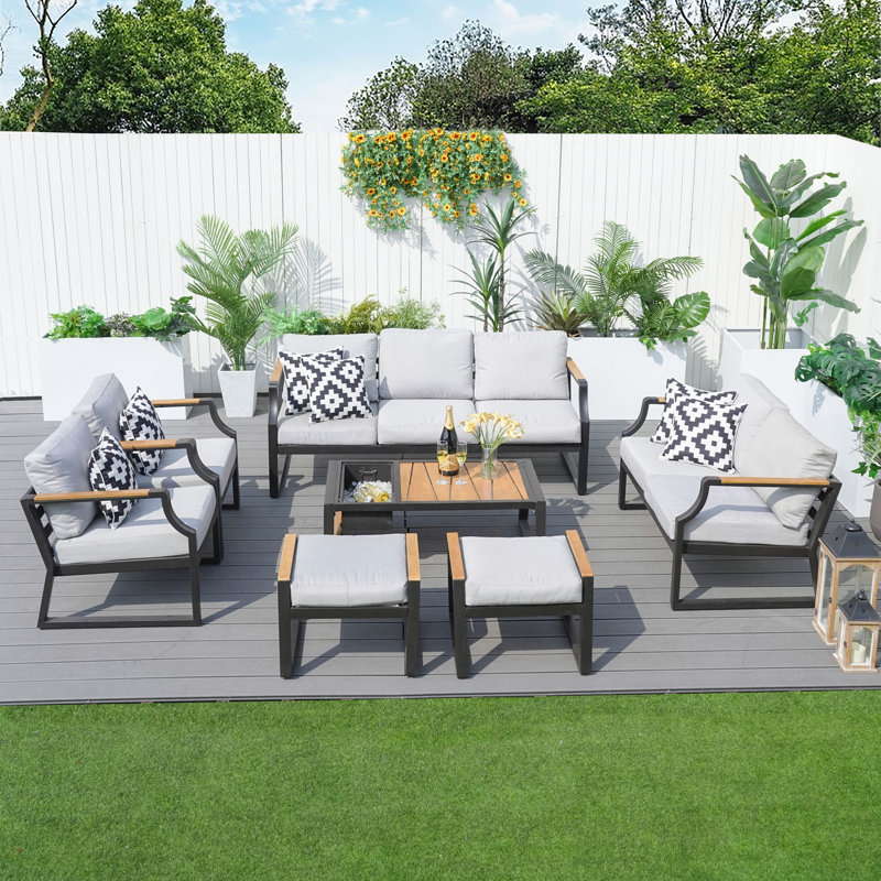Betzaira 9 - Person Patio Conversation Set with Cushions