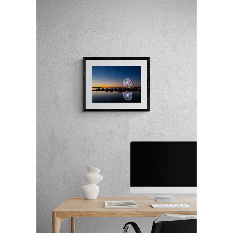 Ferris Wheel At National Harbor Print by Steven Heap, Black Framed Canvas, 24" H x 32" W