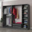 Modern Wardrobe with Numerous Shelves, Anthracite & Black, 88.6 x 74.8 x 20.5 inches | 100% Melamine Coated Particle Board, Thickness: 0.7 inches | Stylish Storage Solution for Any Bedroom or Living Space-72026770