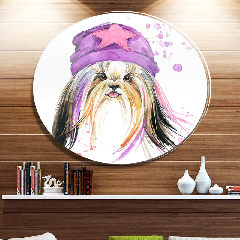 Alfaro «Cute Dog with Starred Hat», peinture, H 40 po x l 30 po x P 1,5 po, Bois