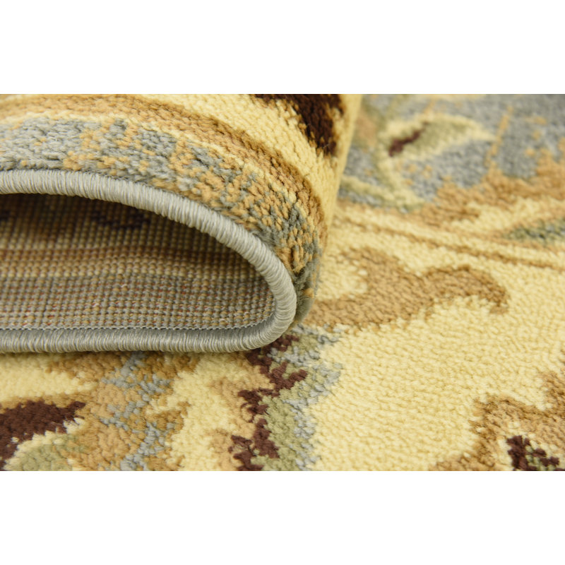 Tapis oriental jaune / bleu Niles, Carré 4 pi 1 po
