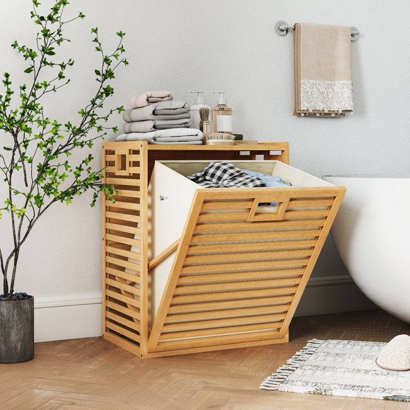  Large Tilt-out Laundry Hamper w/ Wide Top & Tilt-out Basket Side Handles