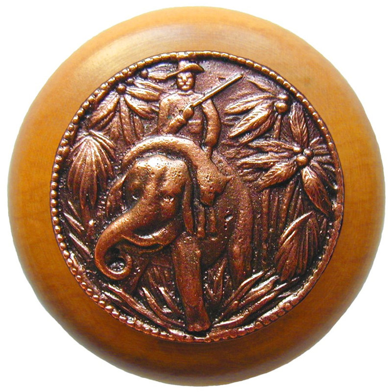 Poignée champignon 1,5 po All Creatures, Cuivre antique / bois d'érable