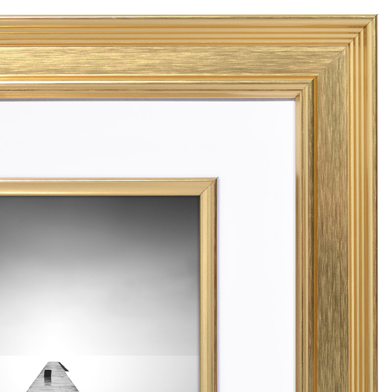 Picture Frame With Decorative Inner Mat Accent - Shatter Resistant Glass And Easel Stand, 8" W x 10" H