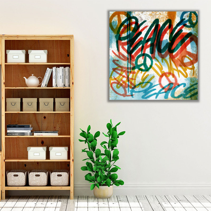 Peace Graffiti - reproduction d'art sur toile, H 24 po x l 24 po