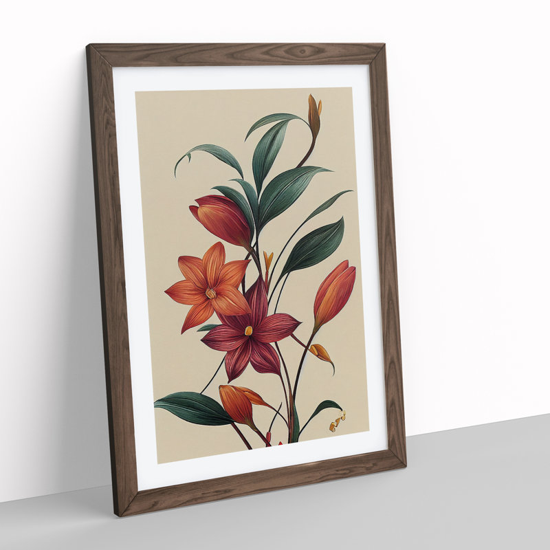 The Classic Flowers No.1 - Framed Print, 64cm H x 46cm W x 2cm D, Walnut Framed