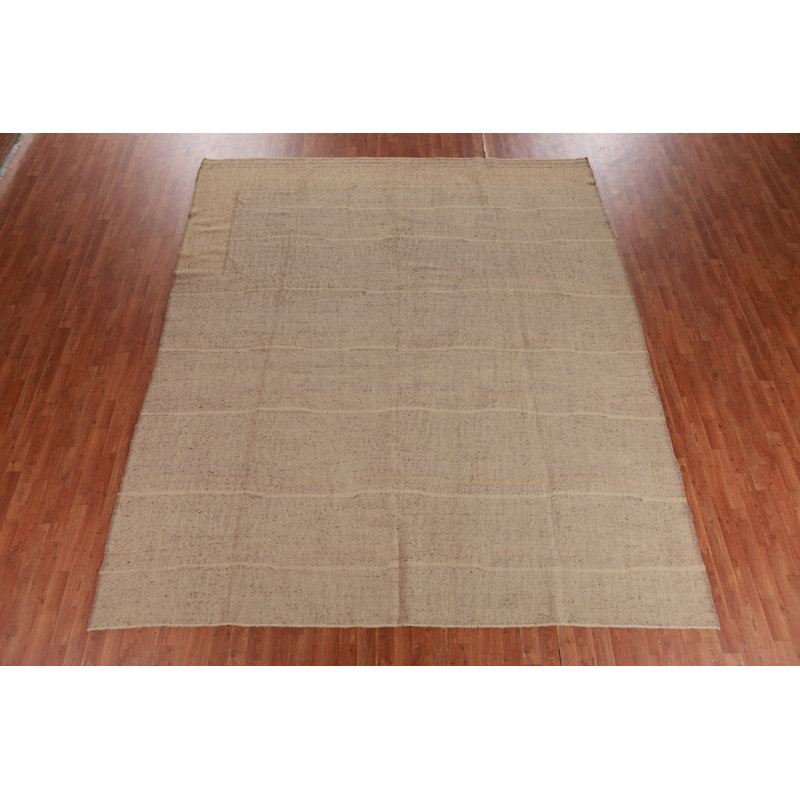 Tapis oriental en terre de jute brun Kilim 9 x 11