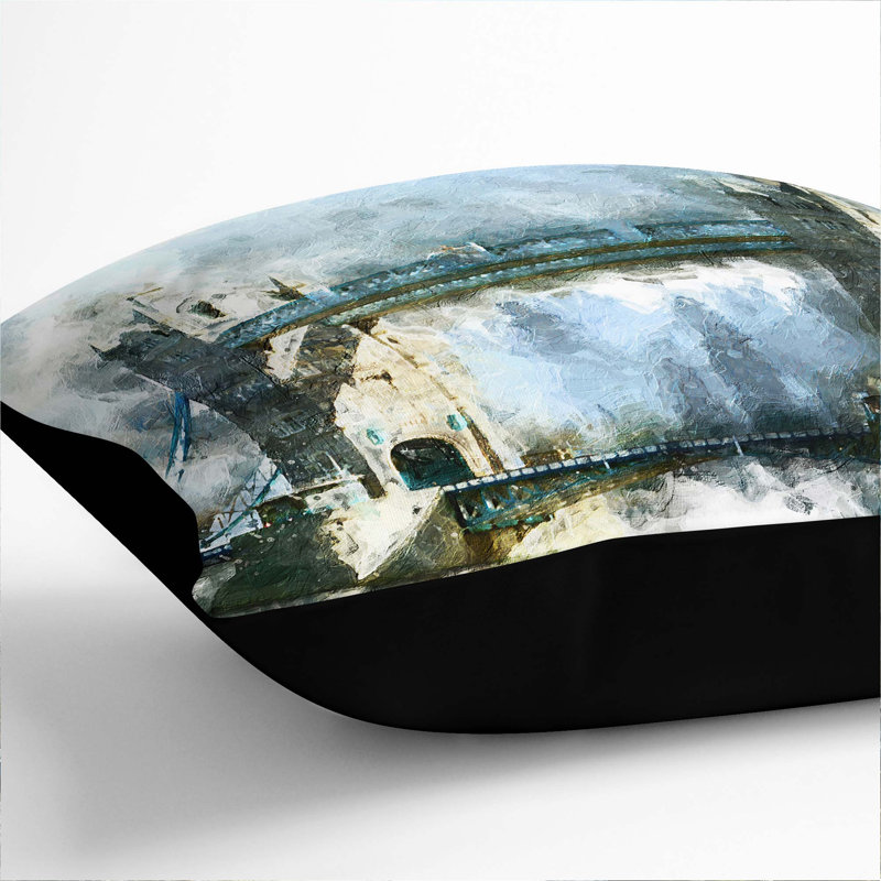 Tower Bridge in London Cushion with Filling, Black, 55cm H x 55cm W x 20cm D