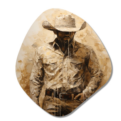 Minimalisme Cowboy, peinture II - Cowboys, forme nébuleuse, art mural en métal asymétrique