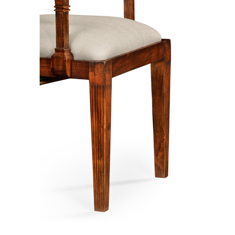 Upholstered Arm Chair, Tan, Medium Antique Mahogany