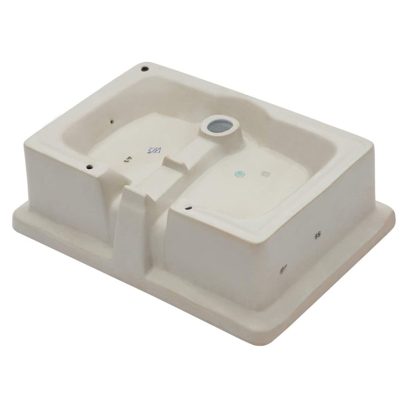 Lavabo de salle de bain encastré rectangulaire en céramique blanche avec trop-plein
