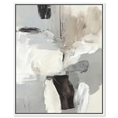 «Charcoal and Cream IV», reproduction d'art sur toile par Art Remedy, cadre blanc, 16 x 20