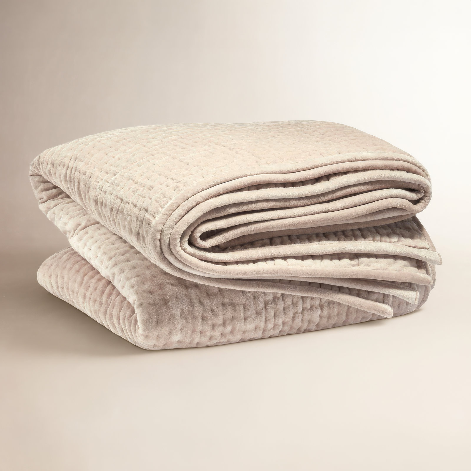Velvet Quilt Set, King Quilt, Gray