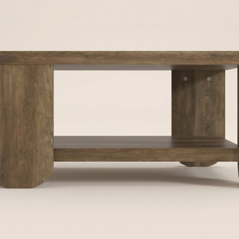 Table basse contemporaine carrée 31,1 "avec tablette Allyannah, Chêne noueux