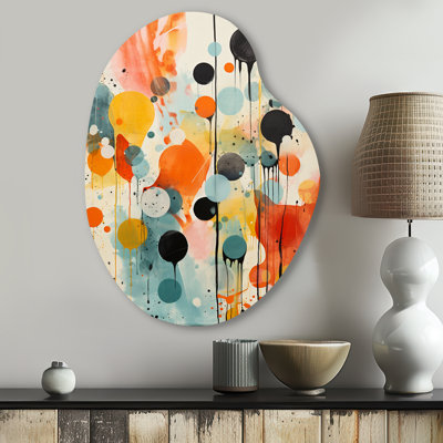 Colourful Mid Century Atomic Abstraction I - Abstract Midcentury Pear Shape Metal Wall Sculpture