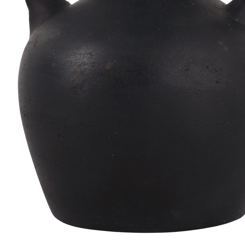Vase décoratif décoratif en terre cuite Boho Bud - Vase à fleurs texturé avec poignées, 6" H x 4.75" W x 4.75" D, Noir