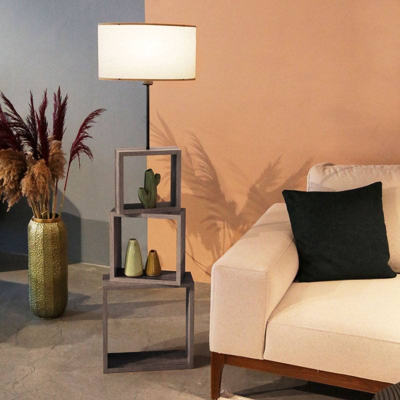 Lampe sur pied colonne 55 po Gitlow, Crème
