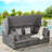 Outdoor Patio Daybed - 5 Pieces, Canopy, Table, Gray , Cushions, , For Porch & Garden 5 Furniture , Side Backyard-1219115402