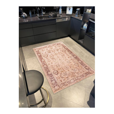 Tapis décoratif lavable à la machine beige