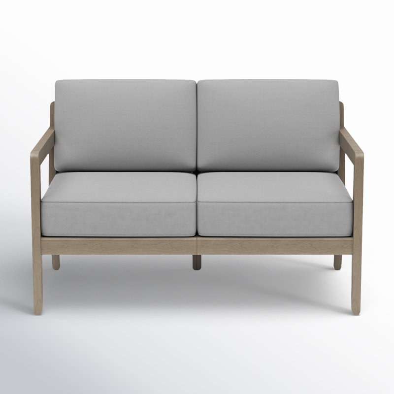 Gray Acacia Wood Outdoor Loveseat with Cushions