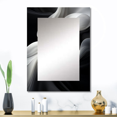 White Black Abstract Turbulence - Country Rectangular Wall Mirror