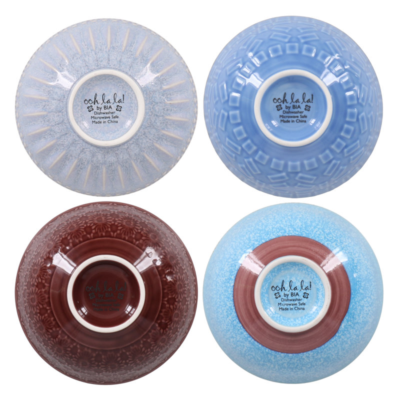 Colorful Ceramic Dessert Bowls Set of 8 with Assorted Patterns