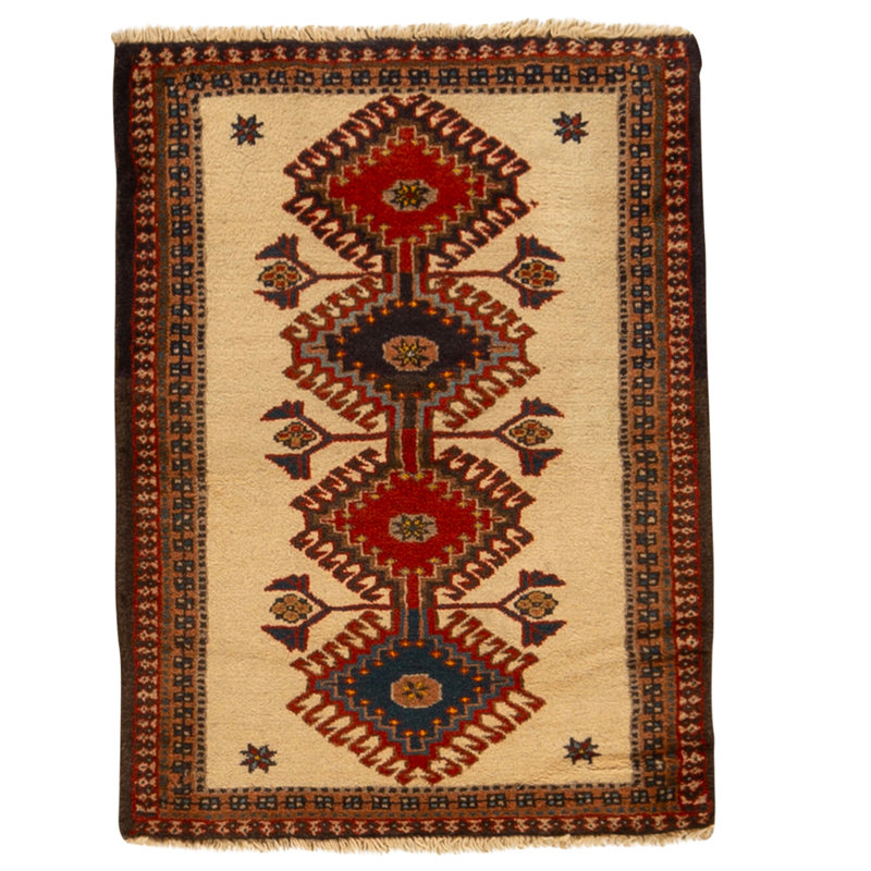 Tapis ivoire et beige noué à la main de haute qualité