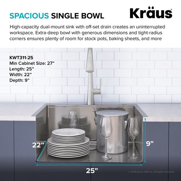 Kraus KWT311-15 15 Workstation Kitchen Bar Sink With Accessories