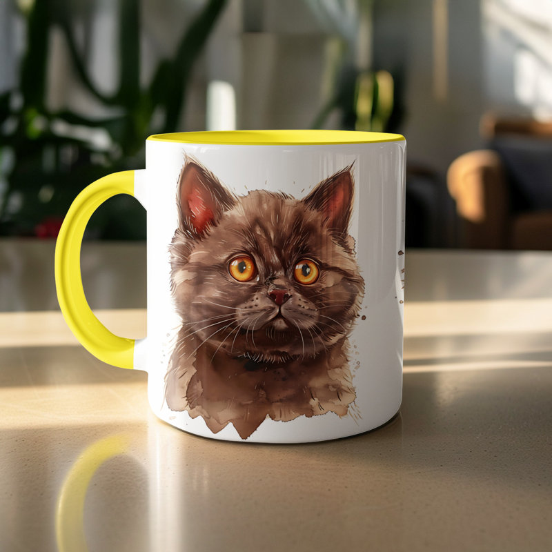 Ceramic Coffee Mug, 3, Yellow