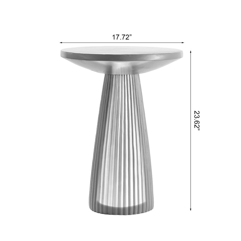 Table d'appoint à base cannelée légère en oxyde de magnésium, table d'appoint ronde de 17,72 po de diamètre