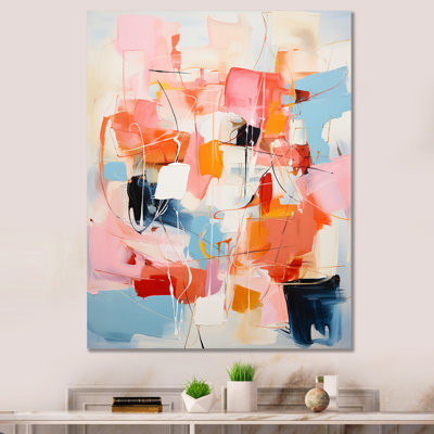 «Pink Beige Mid Century Atomic Abstraction I», reproduction sur toile
