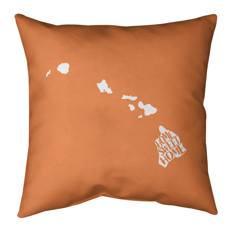 Linen Reversible Throw Pillow, 14" x 14", Orange, Hawaii