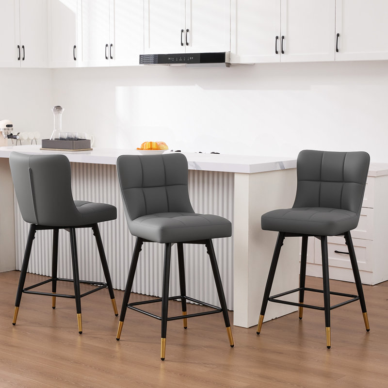 Tabouret de bar pivotant 26 po, Gris, 3