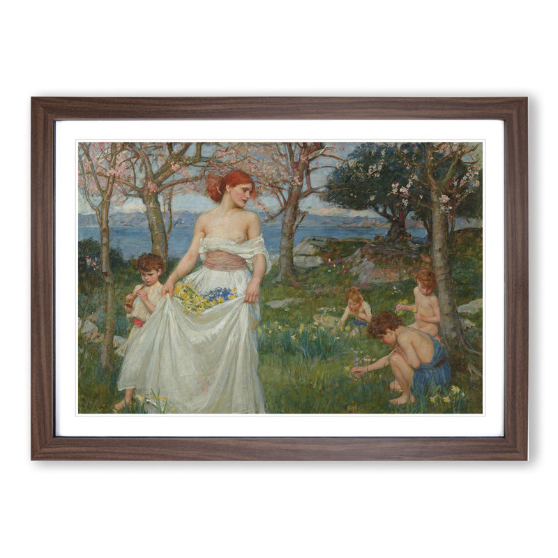 A Song of Springtime by John William Waterhouse - Picture Frame Painting, Walnut Framed, 36cm H x 48cm W x 2cm D