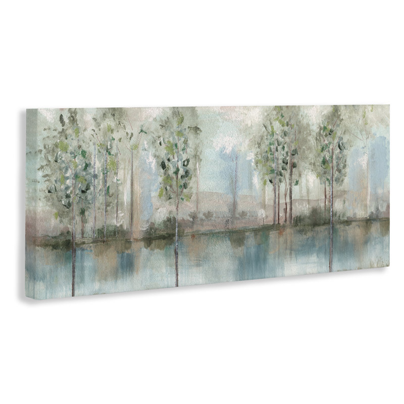 "Trees Reflecting on River", art mural par Susan Jill, H 10 po x l 24 po