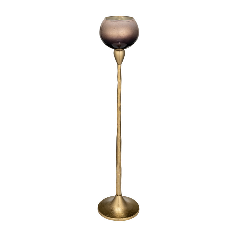 Porte-bougie décoratif avec base en métal - Bougeoir de table ou de plancher moderne pour décoration de table et de salon - Doré et métallique
