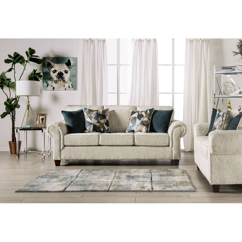 Boudrow Upholstered 91'' Sofa, Beige Chenille