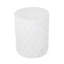 Table de bout cylindrique d'extérieur en béton léger antique blanc avec détails géométriques - Table de bout de patio résistante aux intempéries
