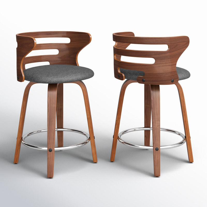 Archaimbaud Swivel Upholstered Counter Stool, Counter Stool (24" Seat Height), Charcoal