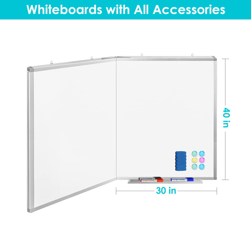 Tableau blanc magnétique effaçable à sec 60 po x 40 po