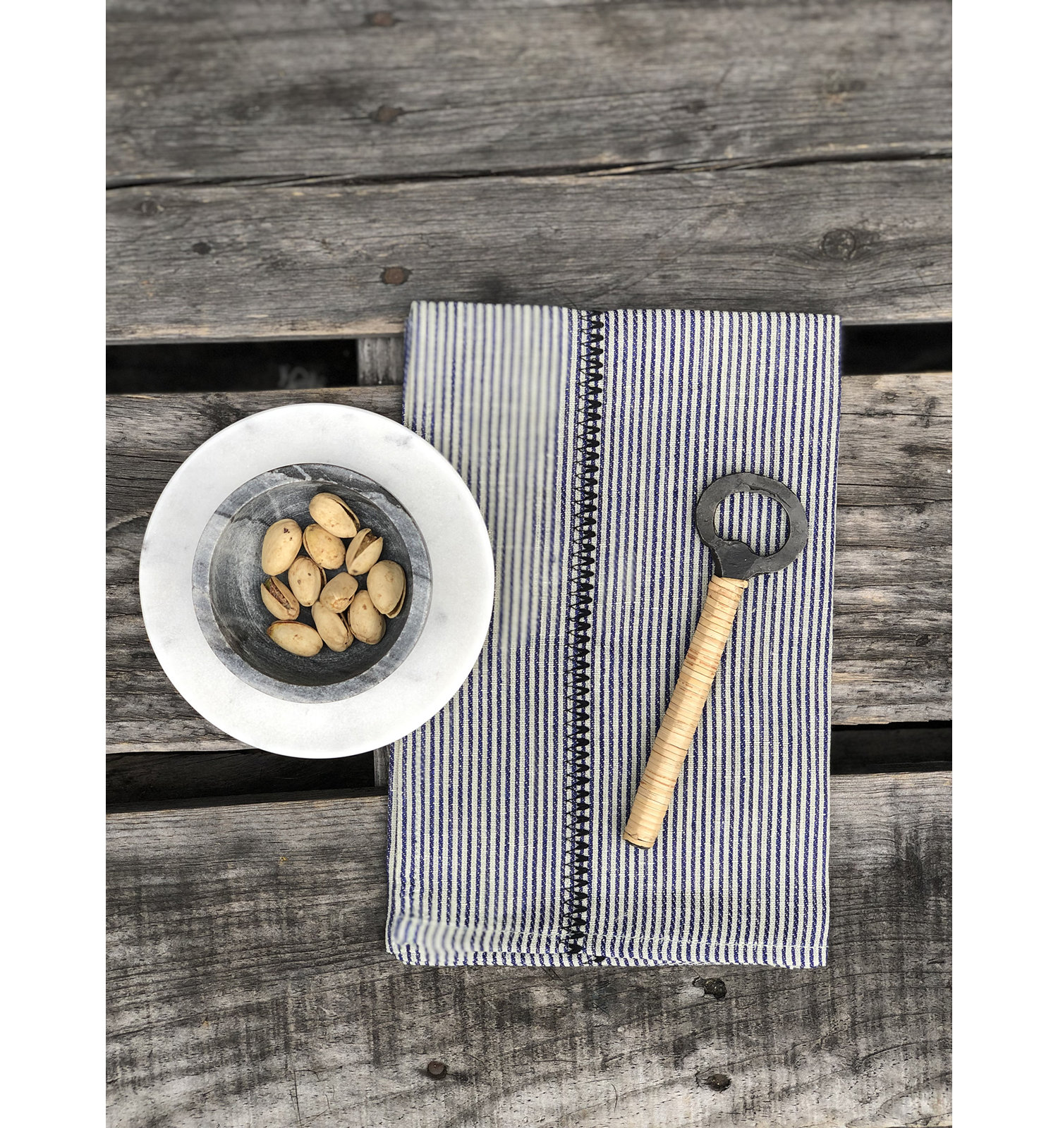 Blisse Linen Square Napkin, Chambray Stripe