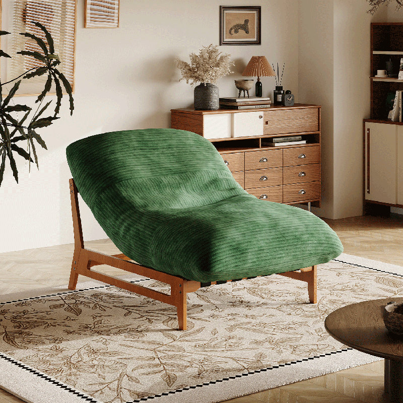 47'' Large Bean Bag Chair With Thick Plush Cushion, Lounge Chair, Green Corduroy