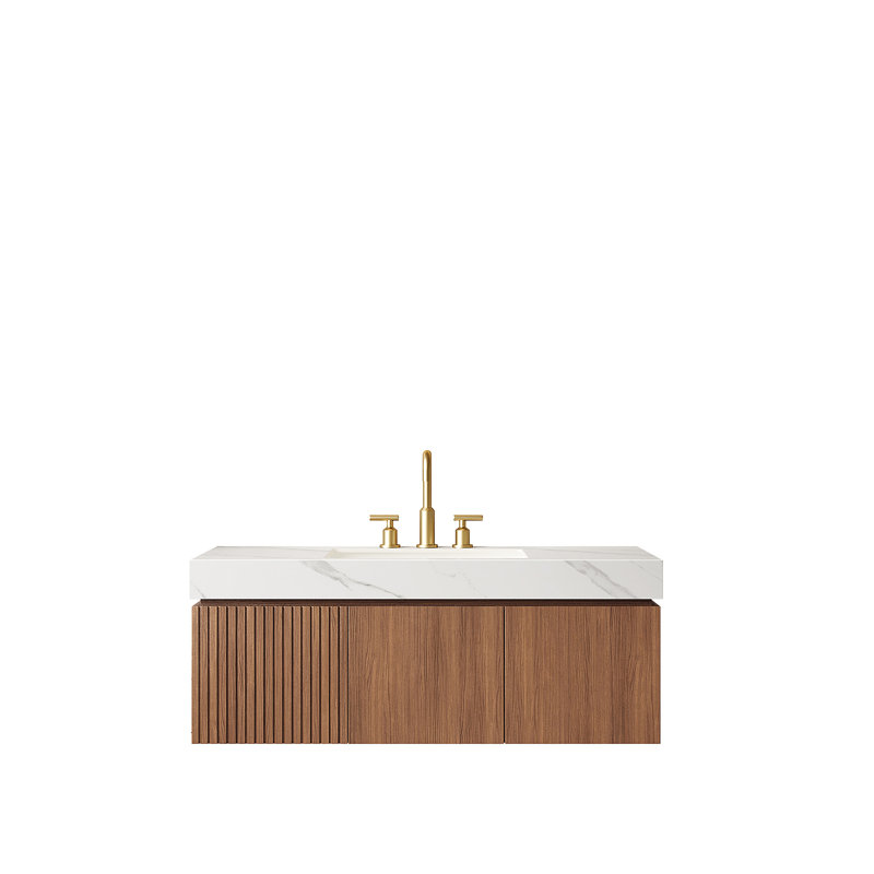 Meuble-lavabo de salle de bain 48 po MURI, Chêne, 48", Blanc